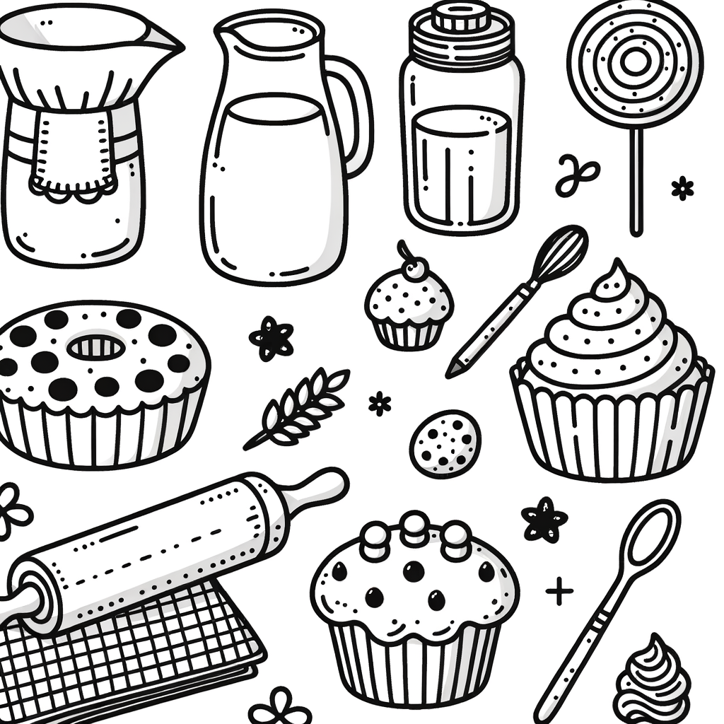 Ausmalbild Backen PDF zum Ausdrucken