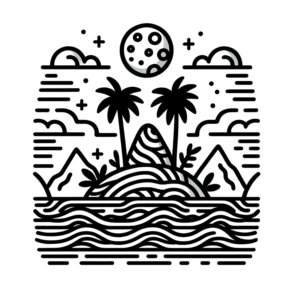 Ausmalbild Insel PDF zum Ausdrucken
