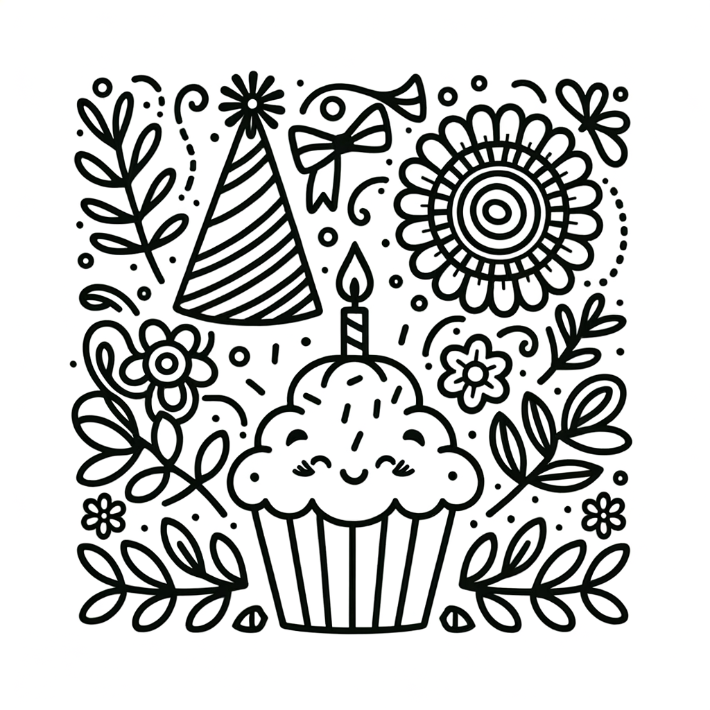 Ausmalbild Party PDF zum Ausdrucken