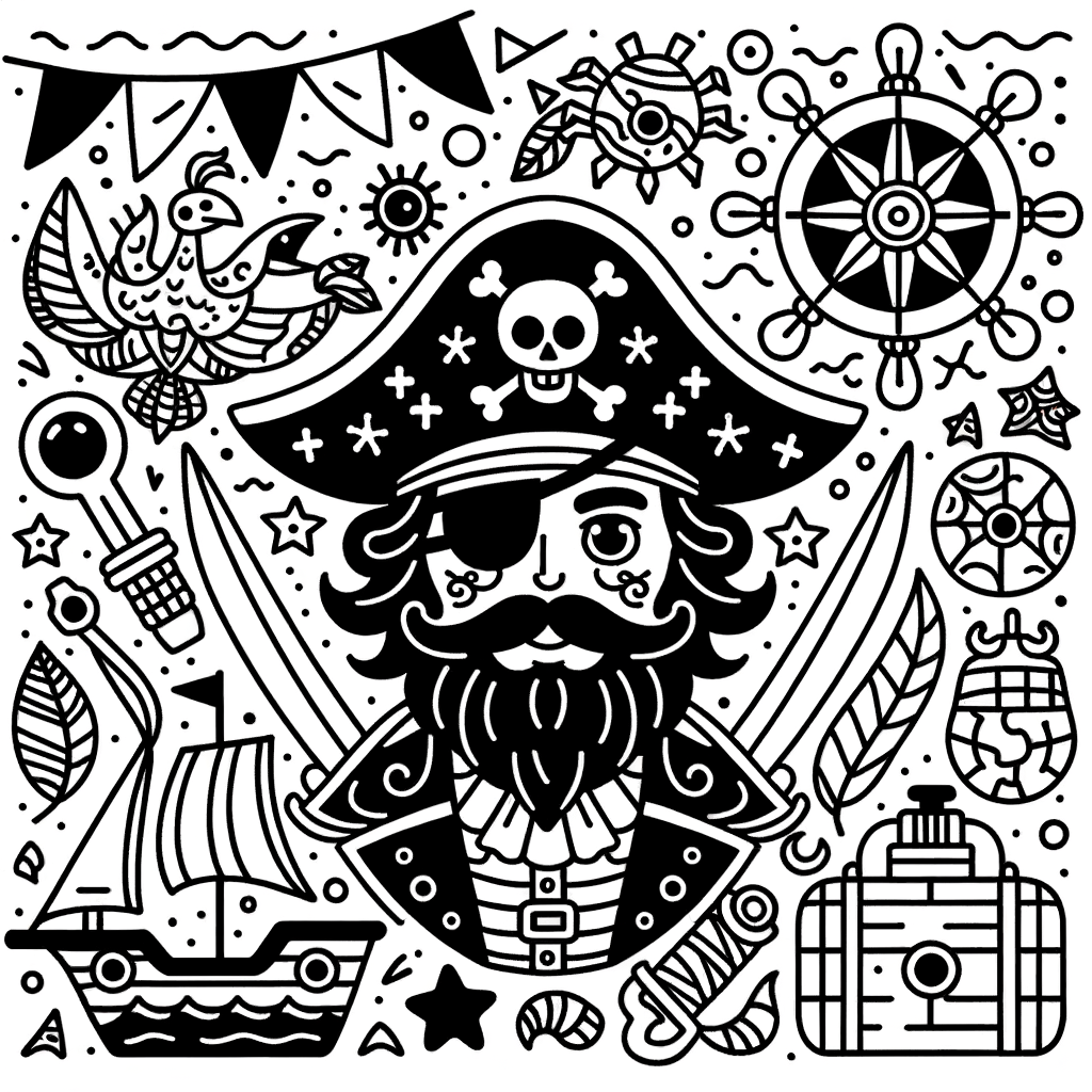 Ausmalbild Pirat PDF zum Ausdrucken
