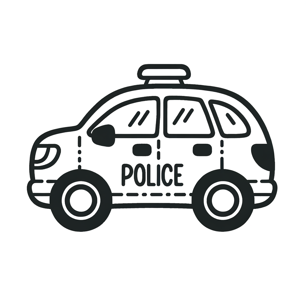 Ausmalbild Polizeiauto PDF zum Ausdrucken