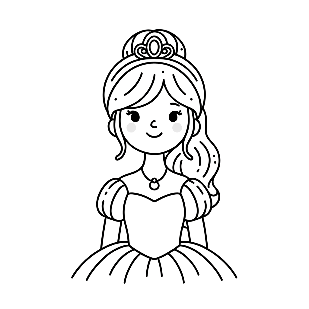 Ausmalbild zum Ausdrucken Prinzessin kostenlose PDF zum ausdrucken
