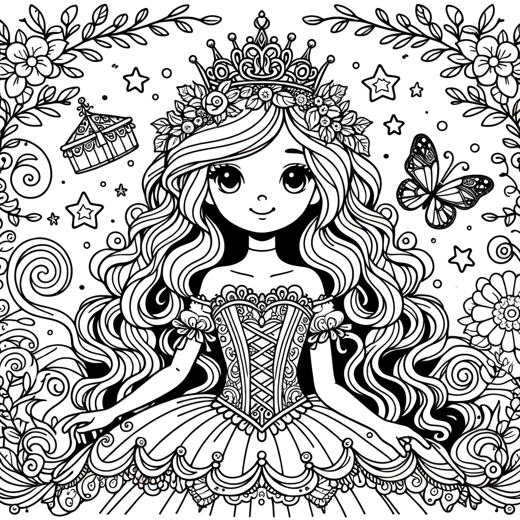 Ausmalbilder kostenlos Prinzessin kostenlose PDF zum ausdrucken