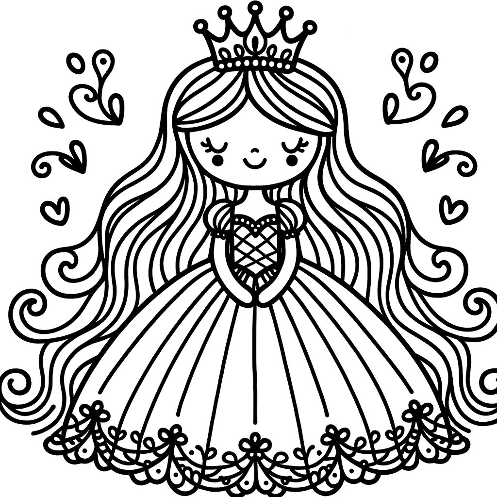 Ausmalen Prinzessin kostenlose PDF zum ausdrucken