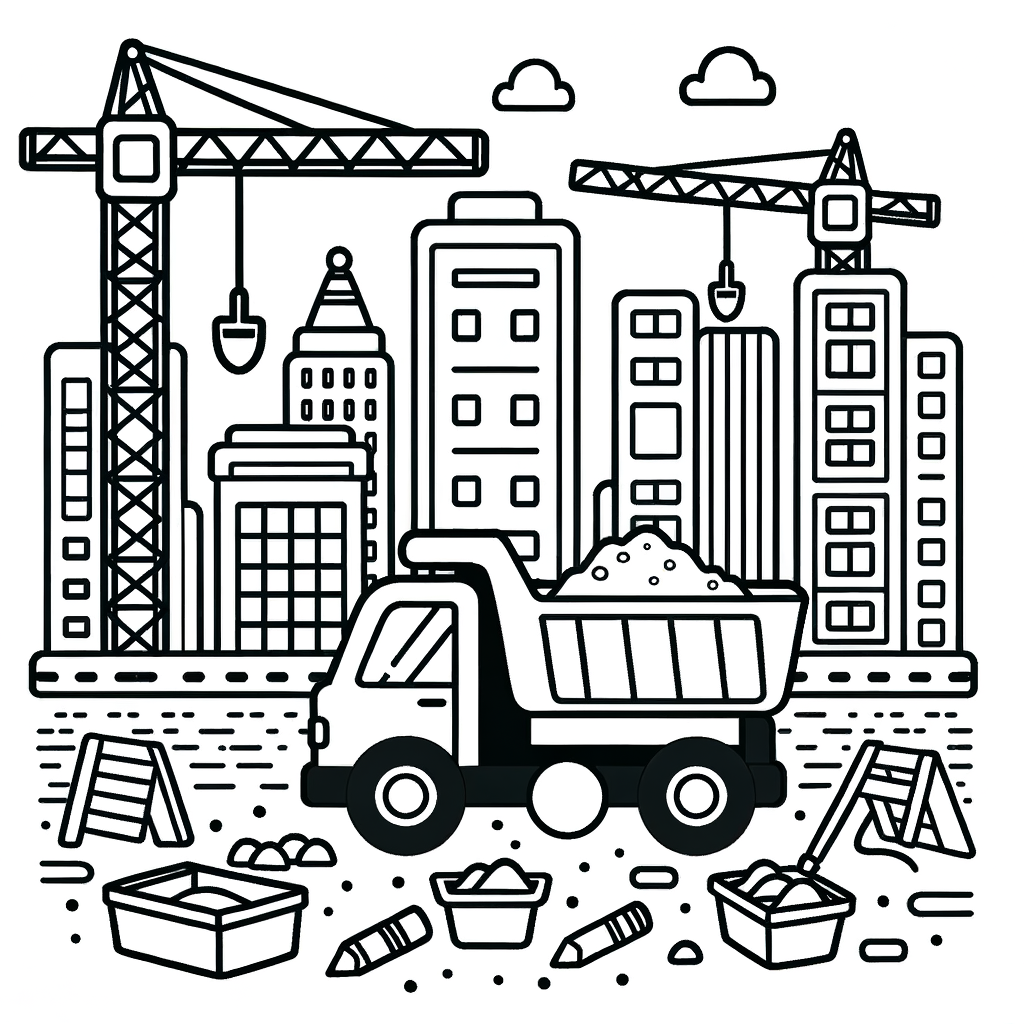 Baustelle Ausmalbild PDF zum Drucken