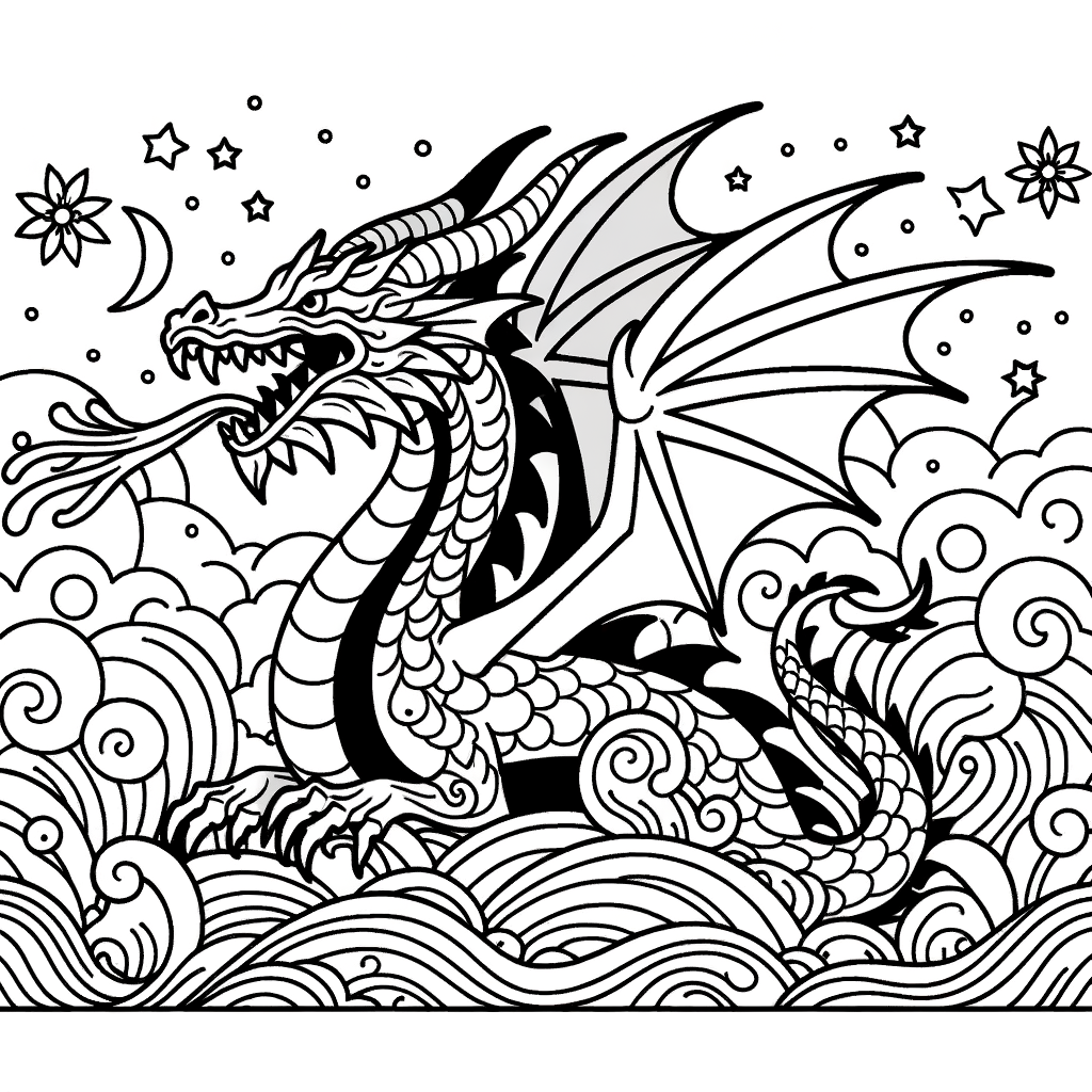 Drache Malvorlage kostenlos PDF