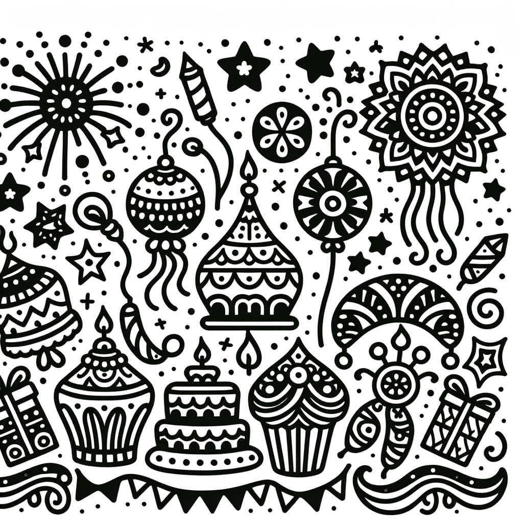 Feier Ausmalbild zum PDF Download