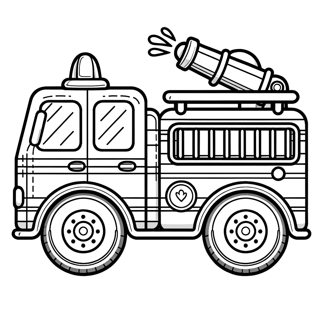 Feuerwehrwagen Ausmalbild PDF zum Drucken