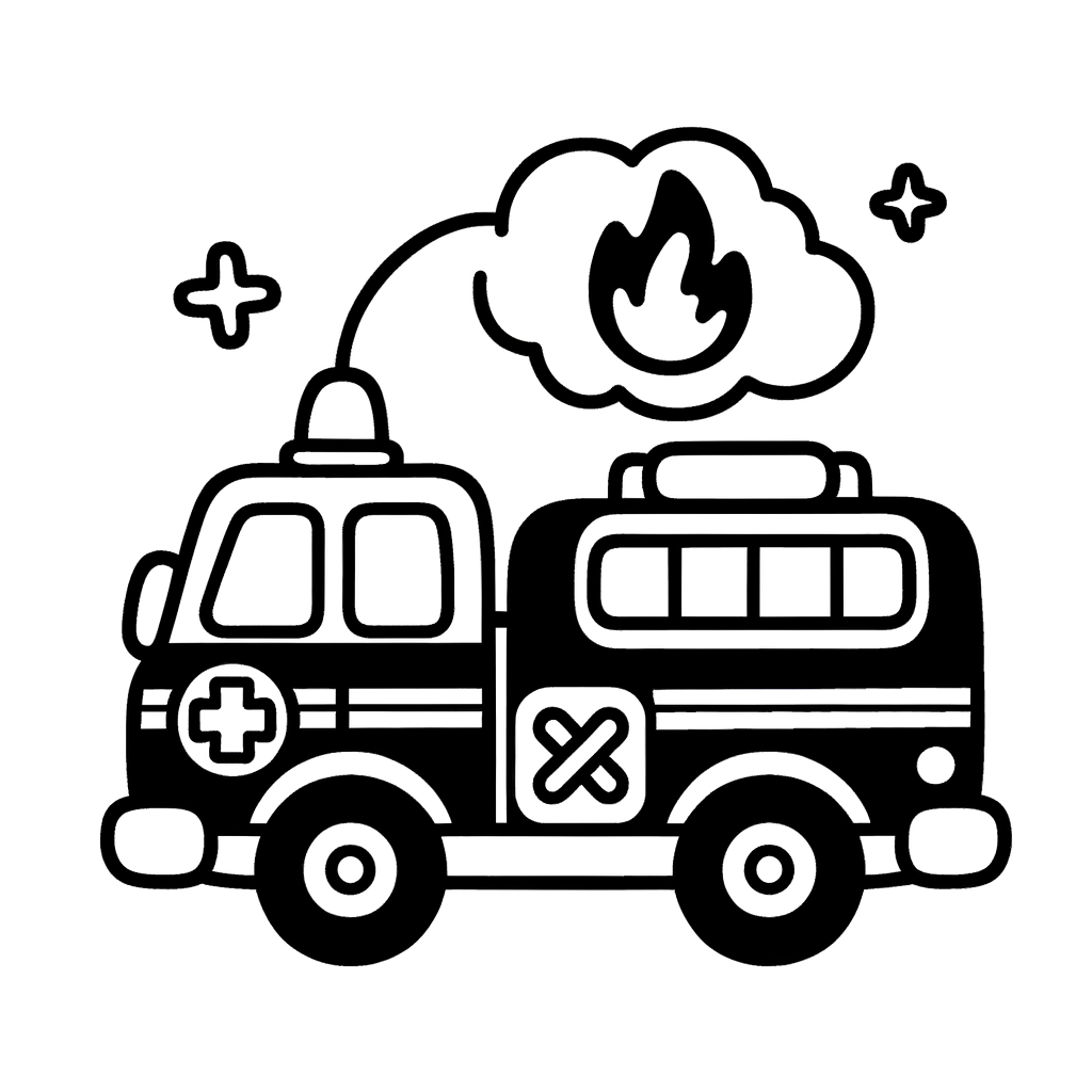 Feuerwehrwagen Ausmalbild zum PDF Download