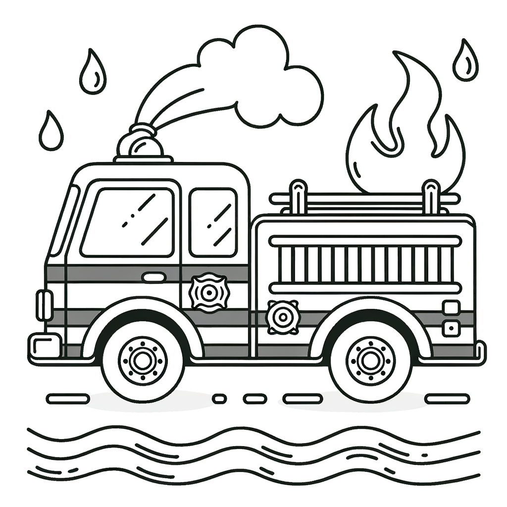 Feuerwehrwagen Malbild kostenlos PDF