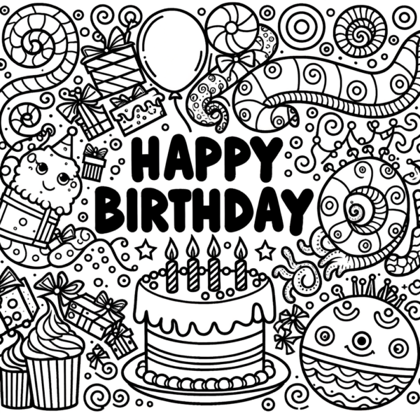  Geburtstag Malvorlage kostenlos PDF - Meine-Malvorlage.de Motiv 