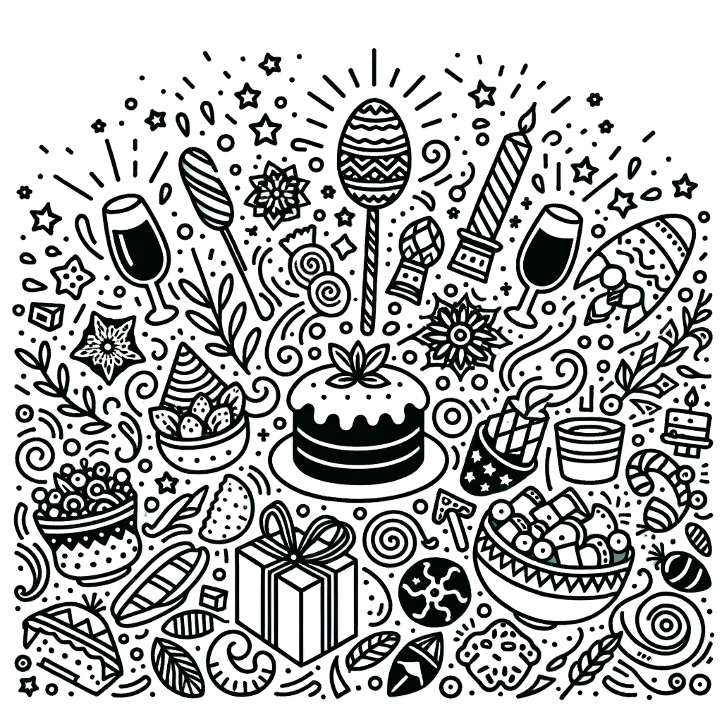 Gratis Ausmalbild Feier PDF