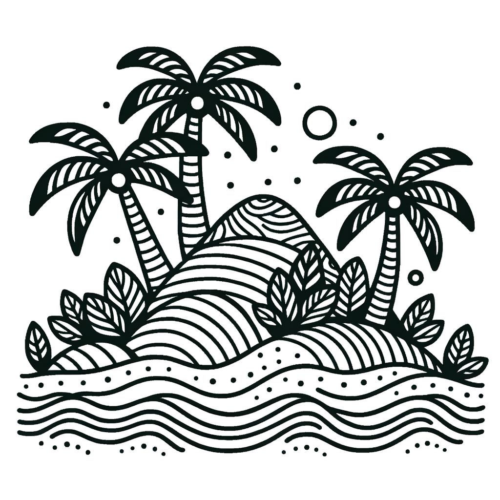 Gratis Ausmalbild Insel PDF