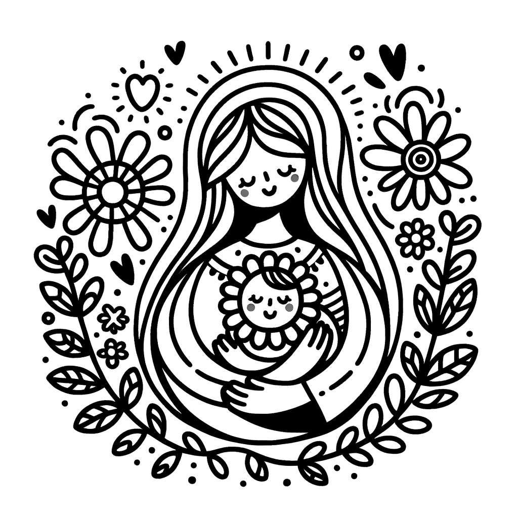 Gratis Ausmalbild Muttertag PDF