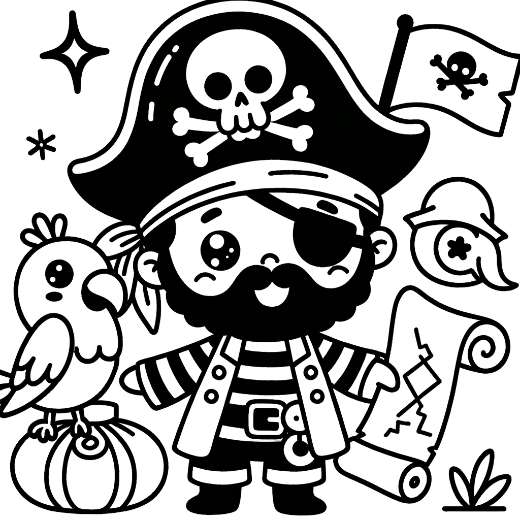 Gratis Ausmalbild Pirat PDF