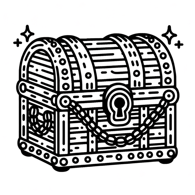  Gratis Ausmalbild Schatztruhe PDF - Meine-Malvorlage.de Illustration 