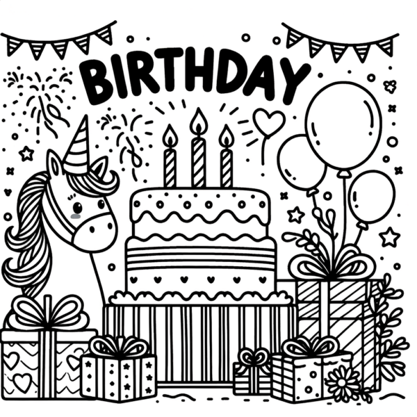  Foto zu Kostenlose Geburtstag Ausmalbild PDF - Meine-Malvorlage.de 