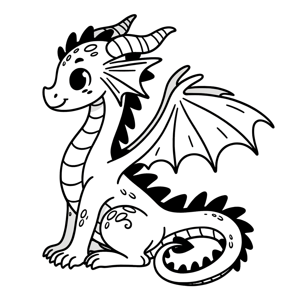 Kostenlose Malvorlage Drache PDF
