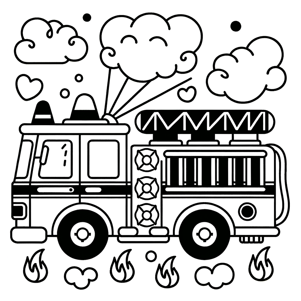 Kostenlose Malvorlage Feuerwehrwagen PDF