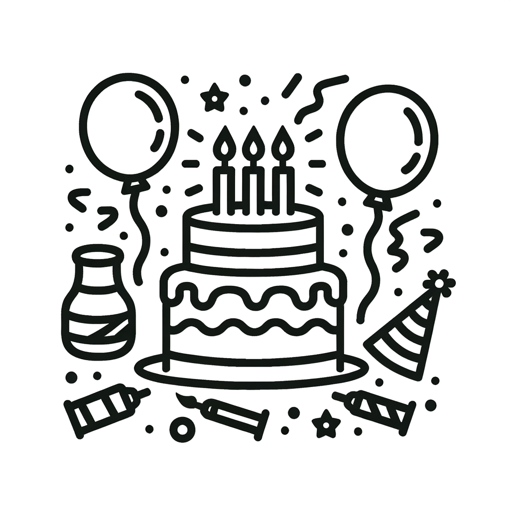 Kostenlose Malvorlage Party PDF