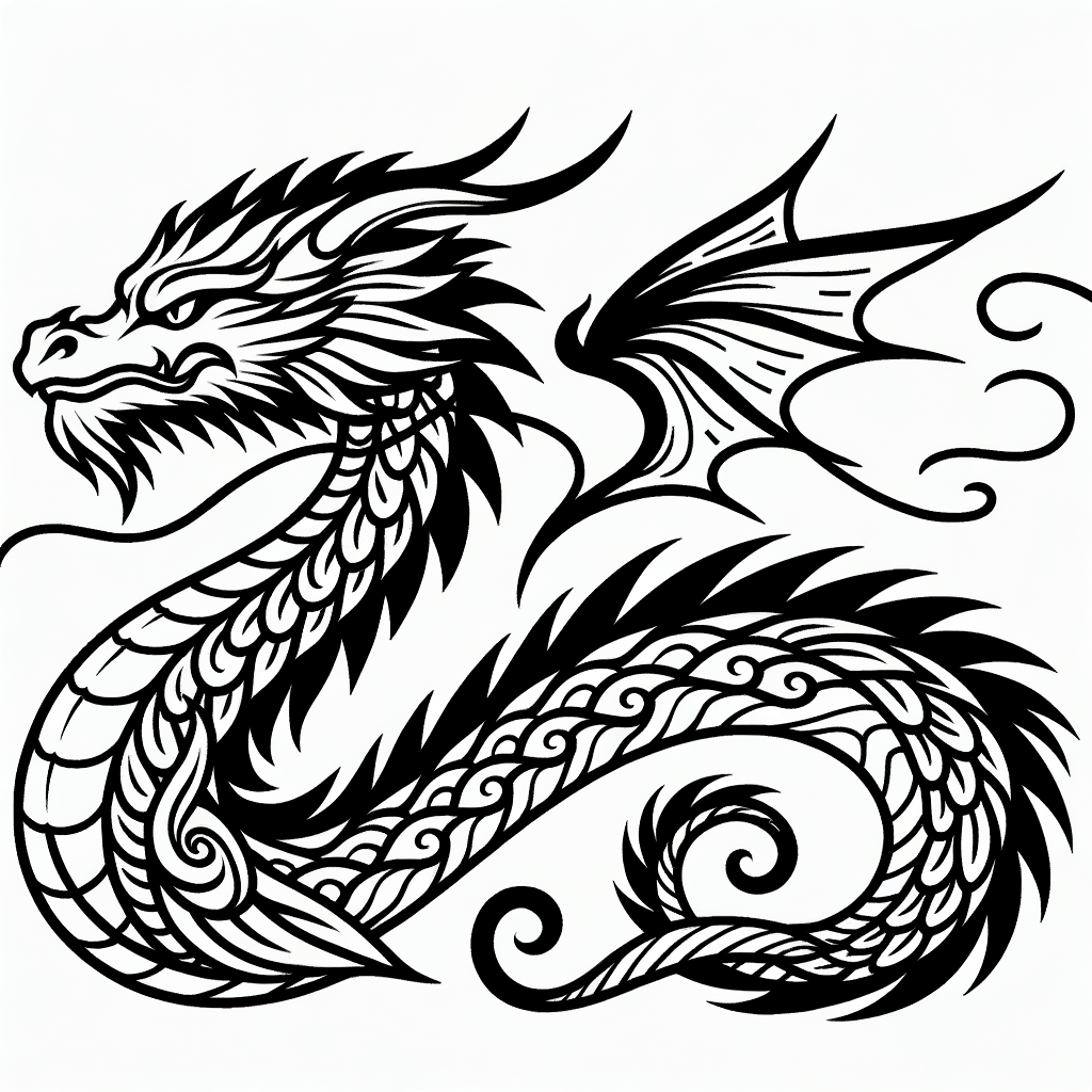 Kostenlose PDF Drache Malbild