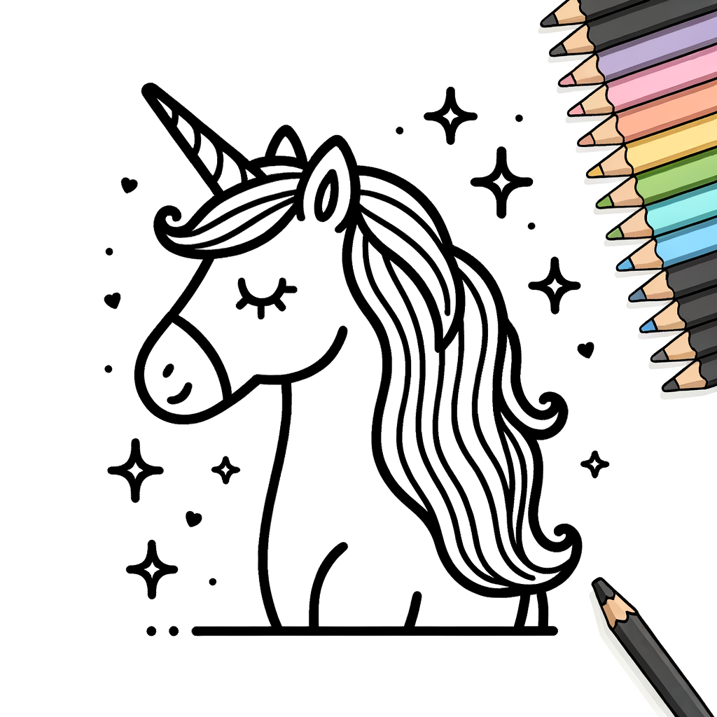 Kostenlose PDF Einhorn Malbild