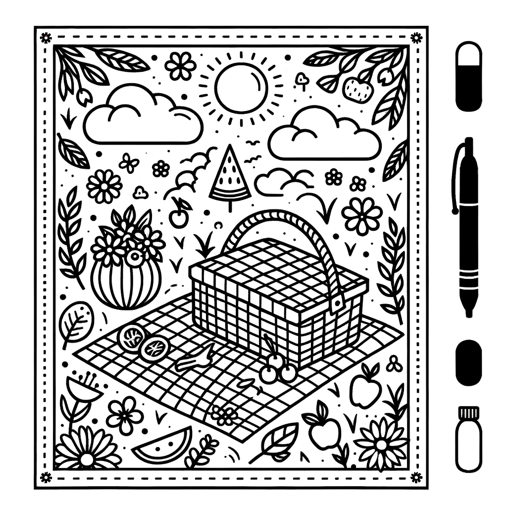 Kostenlose PDF Picknick Malbild
