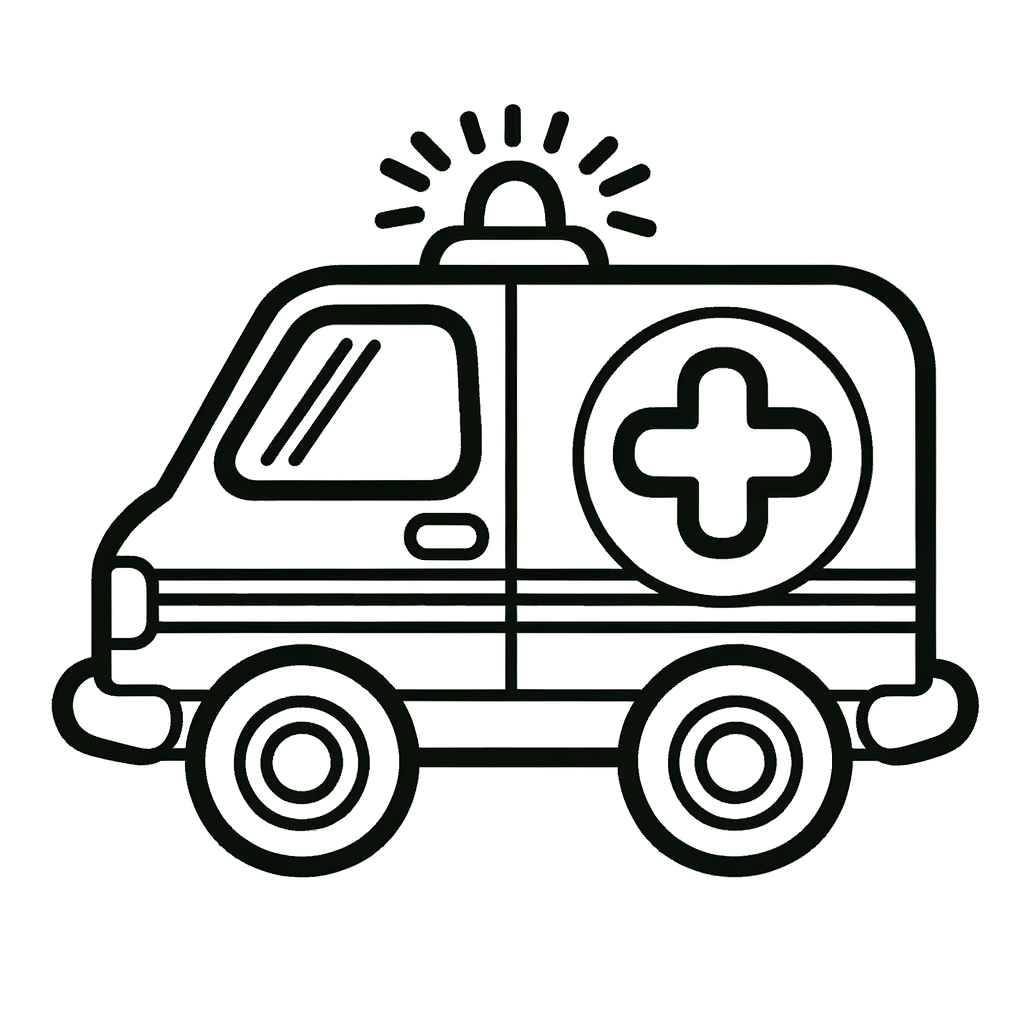 Kostenlose PDF Rettungswagen Malbild