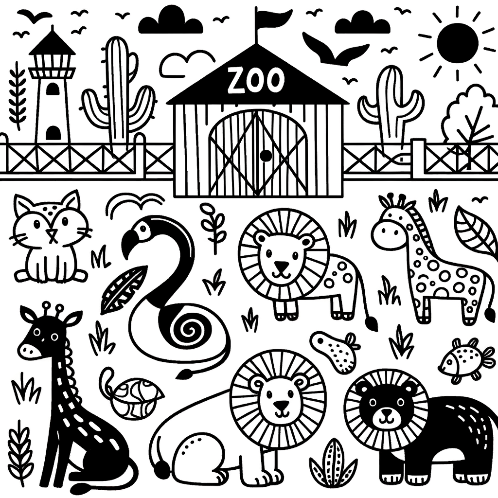 Kostenlose PDF Zoo Malbild