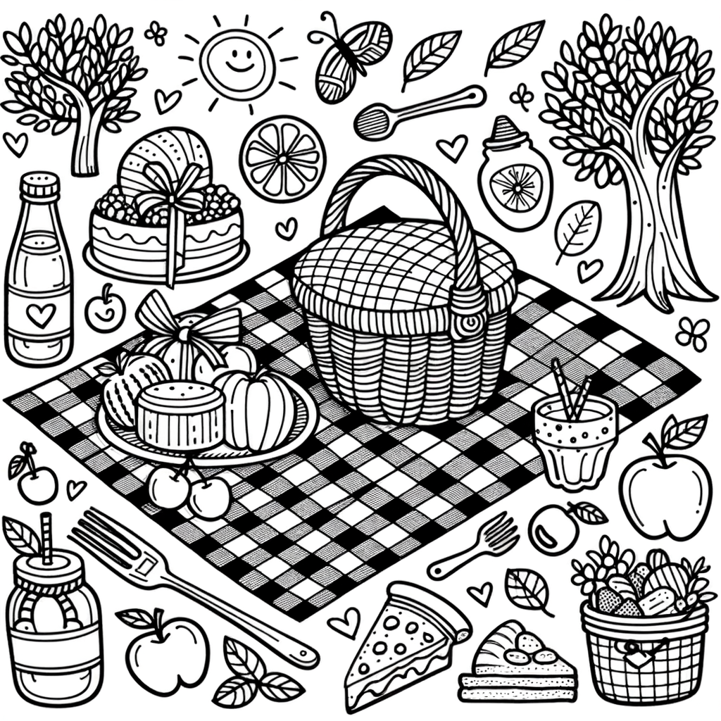 Kostenlose Picknick Ausmalbild PDF