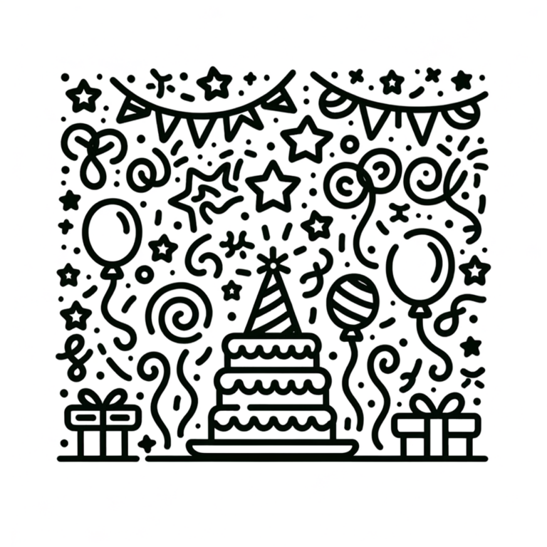  Party Ausmalbild zum Download - Meine-Malvorlage.de Illustration 