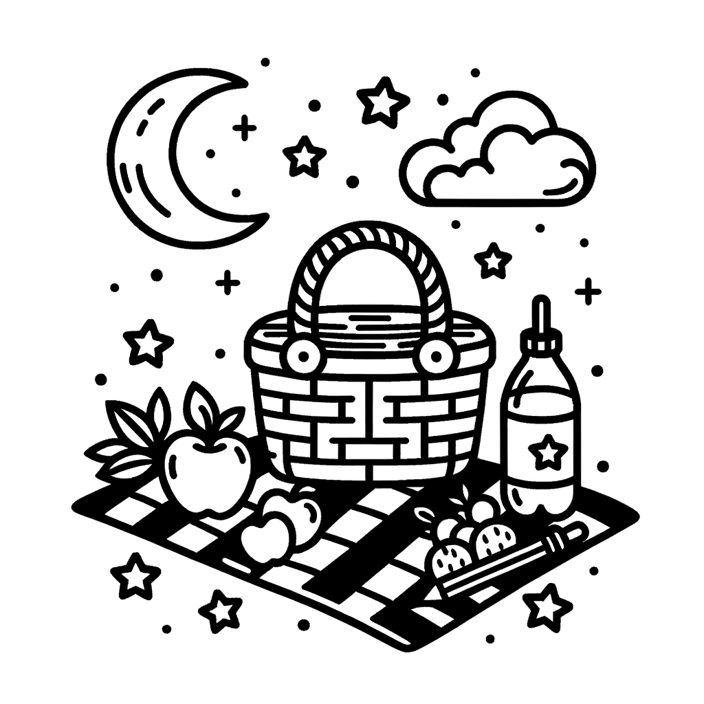 Picknick Ausmalbild zum Download