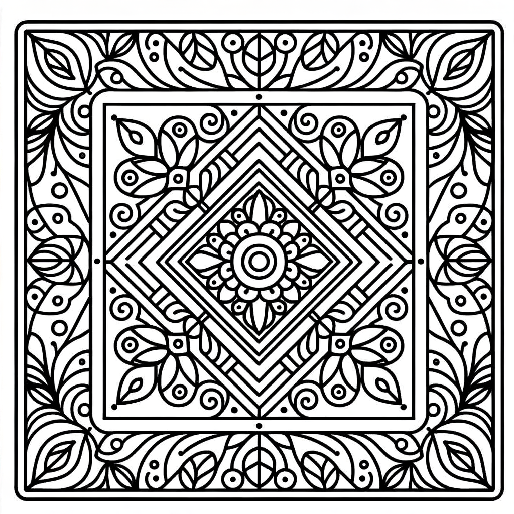 Quadrat Ausmalbild PDF zum Drucken