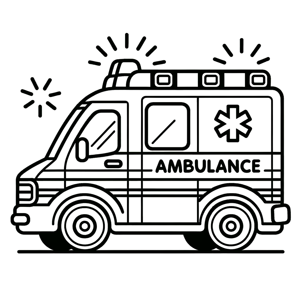 Rettungswagen Ausmalbild PDF zum Drucken